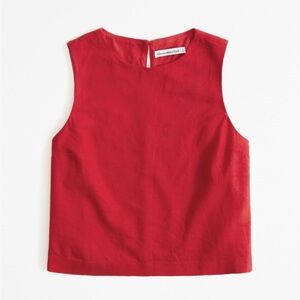 Abercrombie & Fitch Bright Red Sleeveless Linen Top